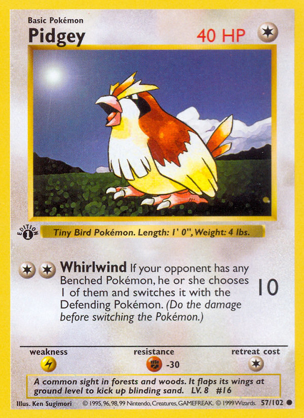 Pidgey (57/102) (Shadowless) [Base Set 1st Edition] | Pegasus Games WI