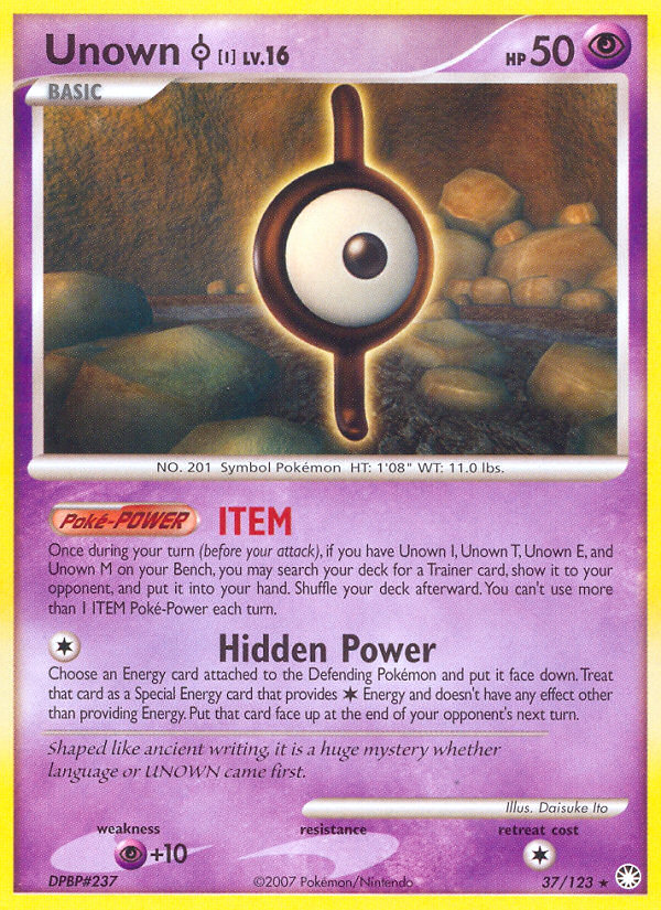 Unown I (37/123) [Diamond & Pearl: Mysterious Treasures] | Pegasus Games WI