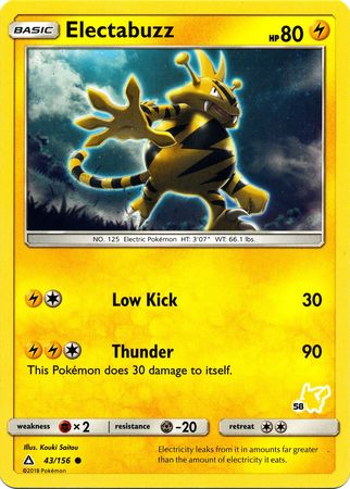 Electabuzz (43/156) (Pikachu Stamp #58) [Battle Academy 2020] | Pegasus Games WI