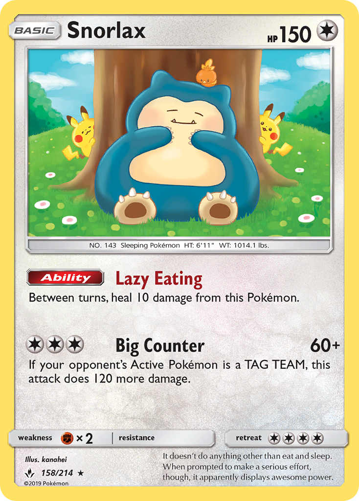 Snorlax (158/214) [Sun & Moon: Unbroken Bonds] | Pegasus Games WI