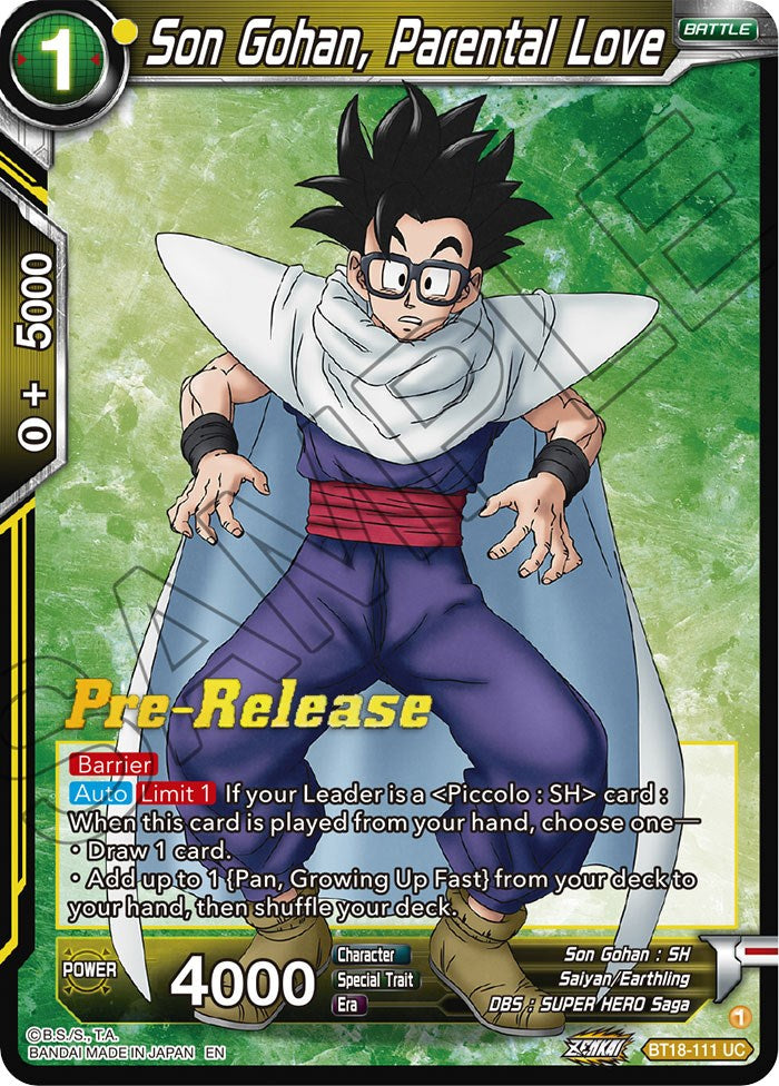 Son Gohan, Parental Love (BT18-111) [Dawn of the Z-Legends Prerelease Promos] | Pegasus Games WI