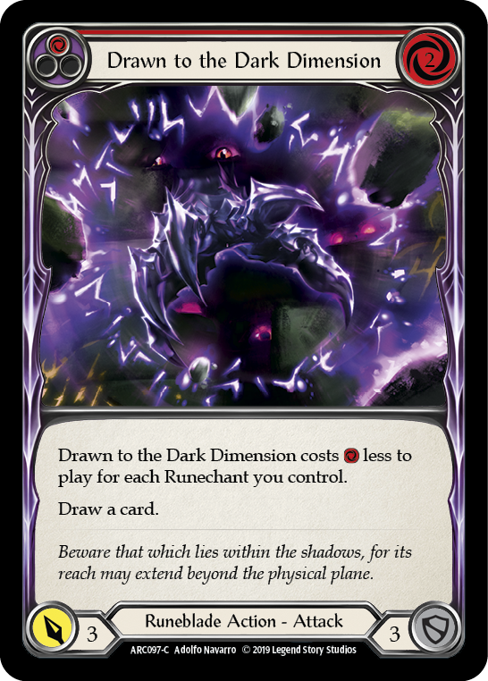 Drawn to the Dark Dimension (Red) [ARC097-C] 1st Edition Rainbow Foil | Pegasus Games WI