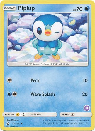 Piplup (32/156) (Deck Exclusive #11) [Sun & Moon: Trainer Kit - Alolan Sandslash] | Pegasus Games WI