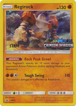 Regirock (SM74) (Staff Prerelease Promo) [Sun & Moon: Black Star Promos] | Pegasus Games WI