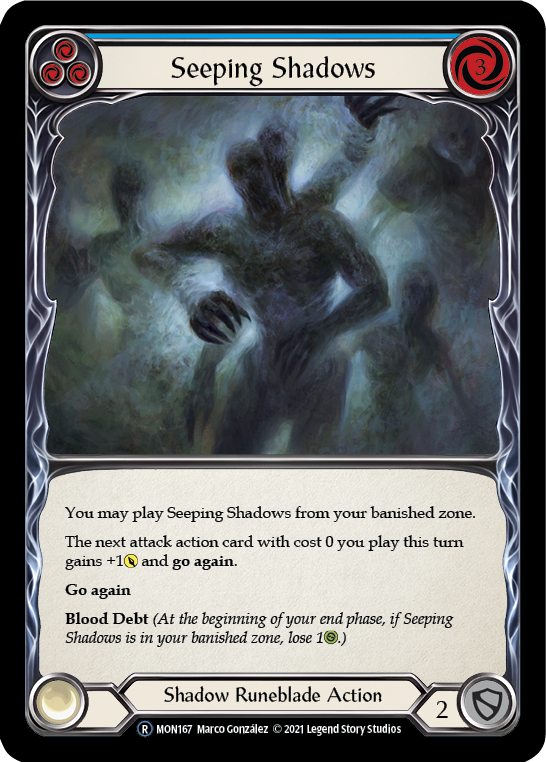 Seeping Shadows (Blue) (Rainbow Foil) [U-MON167-RF] Unlimited Rainbow Foil | Pegasus Games WI