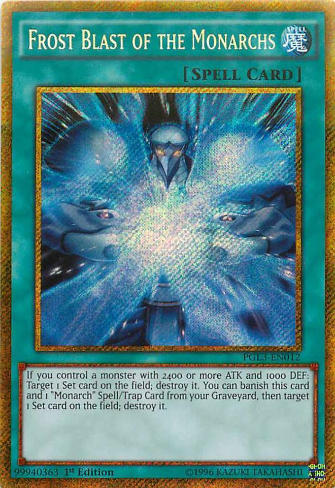 Frost Blast of the Monarchs [PGL3-EN012] Gold Secret Rare | Pegasus Games WI