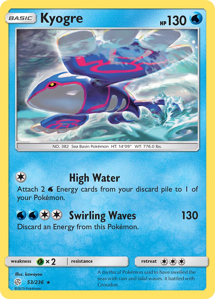 Kyogre (53/236) (Cracked Ice Holo) (Theme Deck Exclusive) [Sun & Moon: Cosmic Eclipse] | Pegasus Games WI