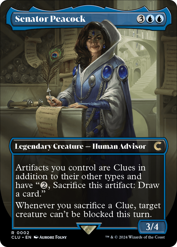 Senator Peacock (Borderless) [Ravnica: Clue Edition] | Pegasus Games WI