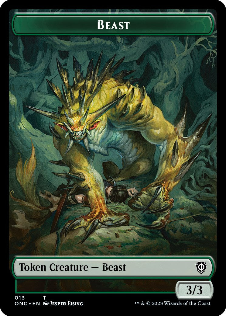 Poison Counter // Beast Double-Sided Token [Phyrexia: All Will Be One Commander Tokens] | Pegasus Games WI