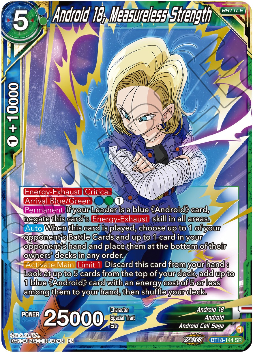 Android 18, Measureless Strength (BT18-144) [Dawn of the Z-Legends] | Pegasus Games WI