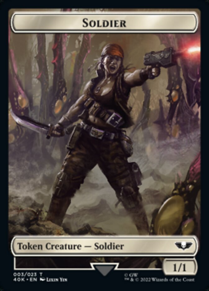 Soldier (003) // Sicarian Infiltrator Double-Sided Token (Surge Foil) [Warhammer 40,000 Tokens] | Pegasus Games WI