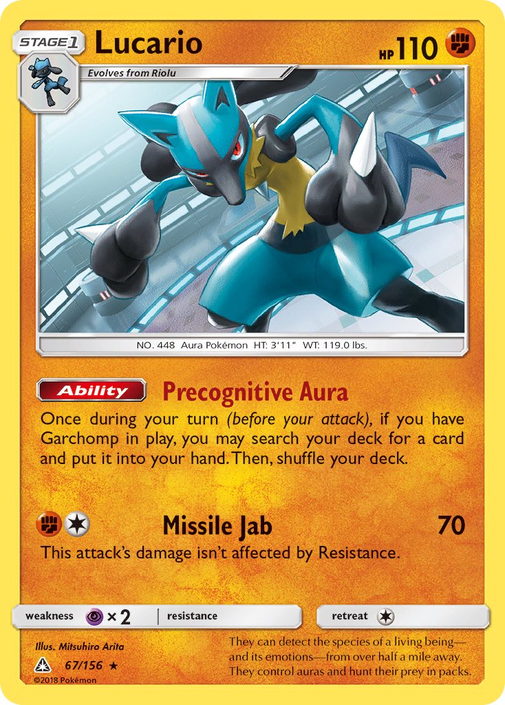 Lucario (67/156) (Theme Deck Exclusive) [Sun & Moon: Ultra Prism] | Pegasus Games WI