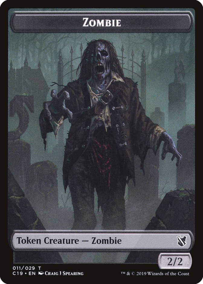 Zombie (010) // Zombie (011) Double-Sided Token [Commander 2019 Tokens] | Pegasus Games WI