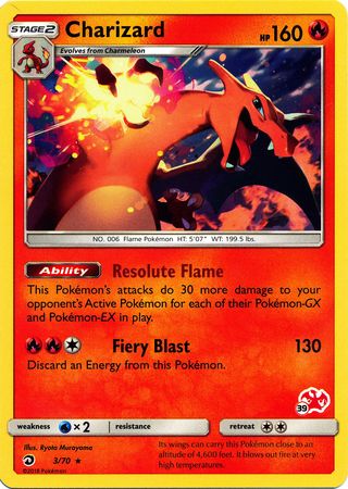 Charizard (3/70) (Charizard Stamp #39) [Battle Academy 2020] | Pegasus Games WI