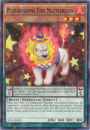 Performapal Fire Mufflerlion [SP15-EN024] Shatterfoil Rare | Pegasus Games WI