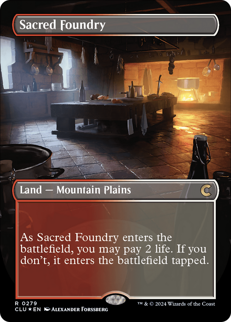 Sacred Foundry (Borderless) [Ravnica: Clue Edition] | Pegasus Games WI