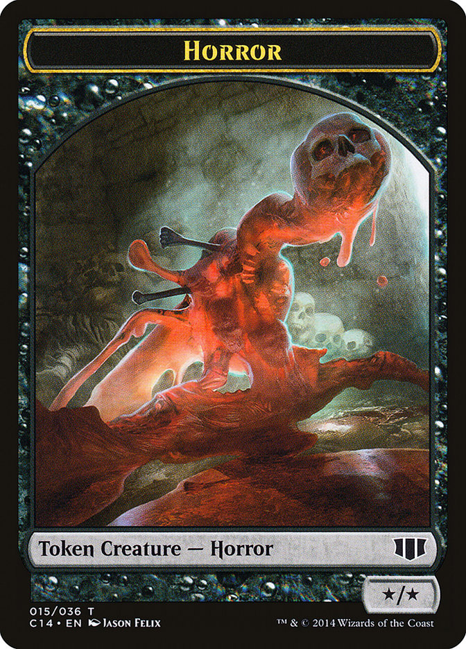 Horror // Zombie (016/036) Double-Sided Token [Commander 2014 Tokens] | Pegasus Games WI