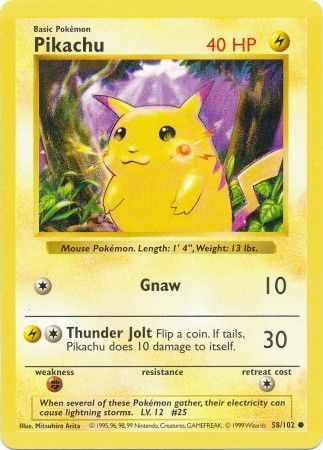 Pikachu (58/102) (Red Cheeks Misprint) [Base Set Shadowless Unlimited] | Pegasus Games WI