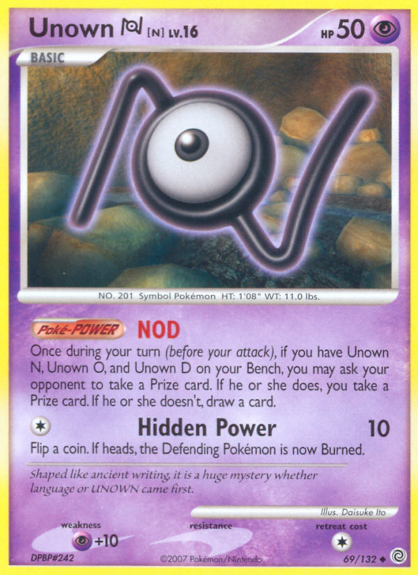 Unown N (69/132) [Diamond & Pearl: Secret Wonders] | Pegasus Games WI