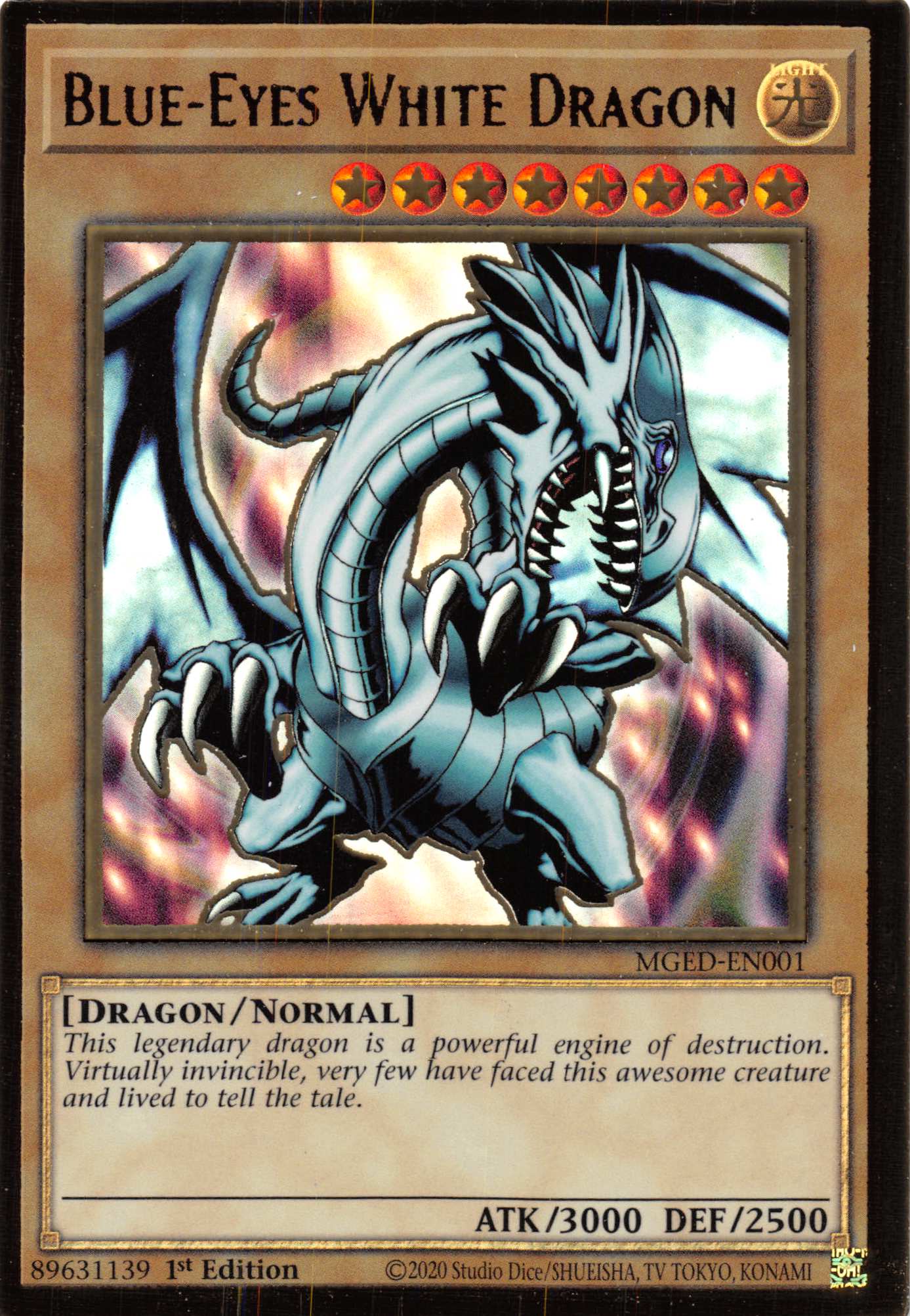Blue-Eyes White Dragon (Alternate Art) [MGED-EN001] Gold Rare | Pegasus Games WI