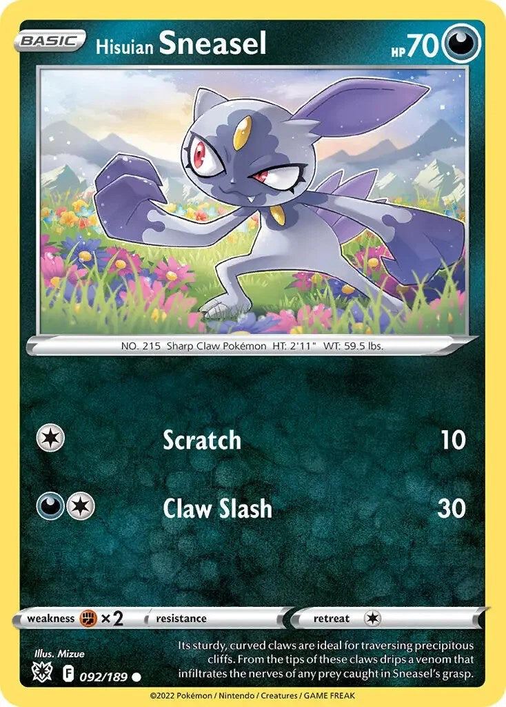 Hisuian Sneasel (092/189) (Theme Deck Exclusive) [Sword & Shield: Astral Radiance] | Pegasus Games WI