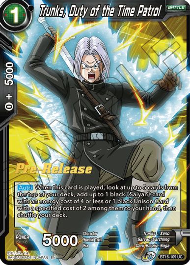 Trunks, Duty of the Time Patrol (BT16-109) [Realm of the Gods Prerelease Promos] | Pegasus Games WI