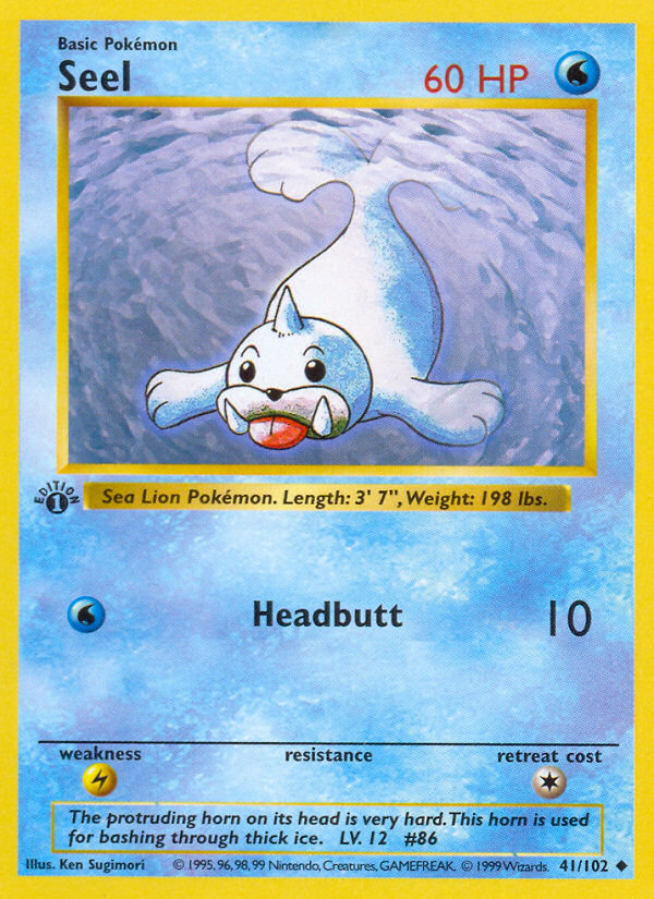 Seel (41/102) (Shadowless) [Base Set 1st Edition] | Pegasus Games WI