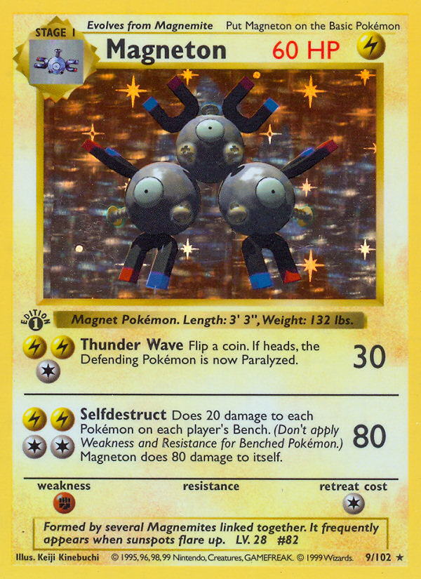 Magneton (9/102) (Shadowless) [Base Set 1st Edition] | Pegasus Games WI