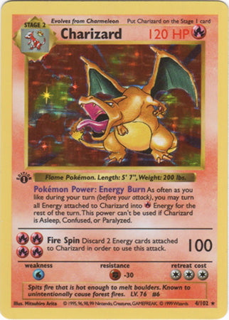 Charizard (4/102) (Shadowless) [Base Set 1st Edition] | Pegasus Games WI