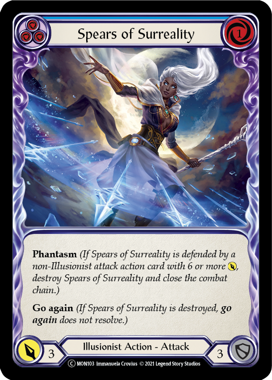 Spears of Surreality (Blue) (Rainbow Foil) [U-MON103-RF] Unlimited Rainbow Foil | Pegasus Games WI