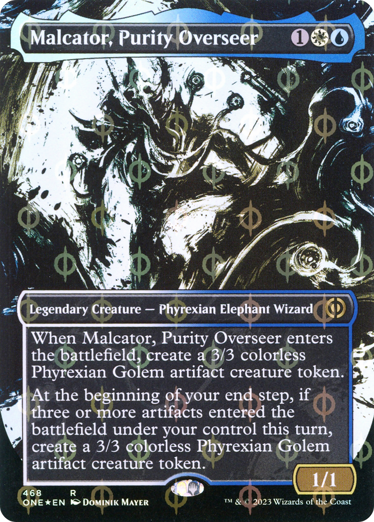 Malcator, Purity Overseer (Borderless Ichor Step-and-Compleat Foil) [Phyrexia: All Will Be One] | Pegasus Games WI
