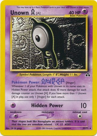 Unown [A] (33/75) [Neo Discovery Unlimited] | Pegasus Games WI