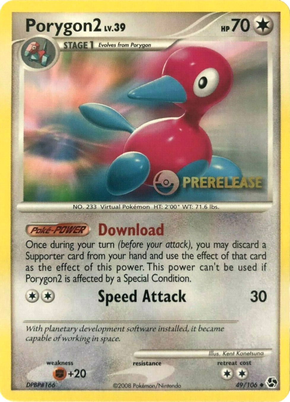Porygon2 (49/106) (Prerelease Promo) [Diamond & Pearl: Black Star Promos] | Pegasus Games WI