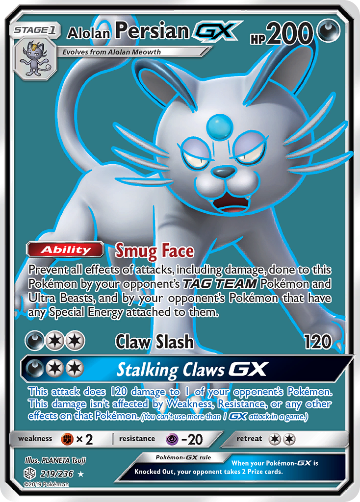 Alolan Persian GX (219/236) [Sun & Moon: Cosmic Eclipse] | Pegasus Games WI