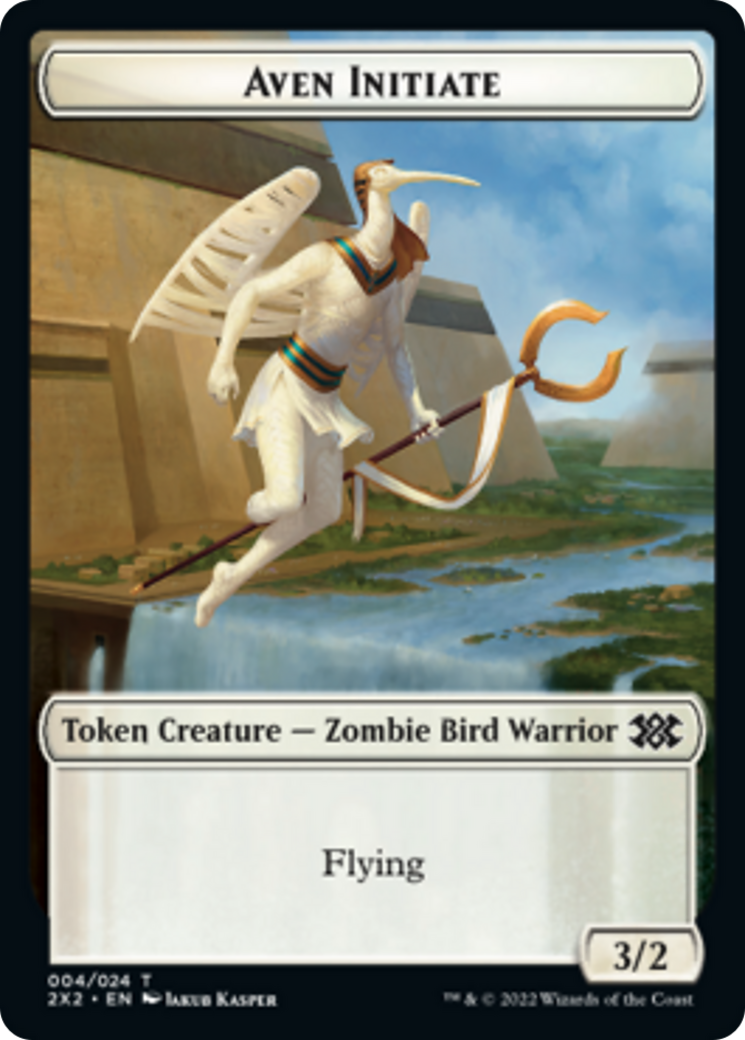 Drake // Aven Initiate Double-Sided Token [Double Masters 2022 Tokens] | Pegasus Games WI