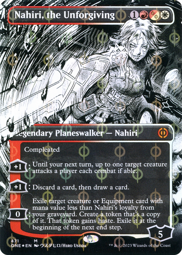 Nahiri, the Unforgiving (Borderless Manga Step-and-Compleat Foil) [Phyrexia: All Will Be One] | Pegasus Games WI