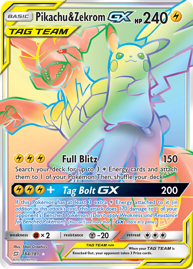 Pikachu & Zekrom GX (184/181) [Sun & Moon: Team Up] | Pegasus Games WI