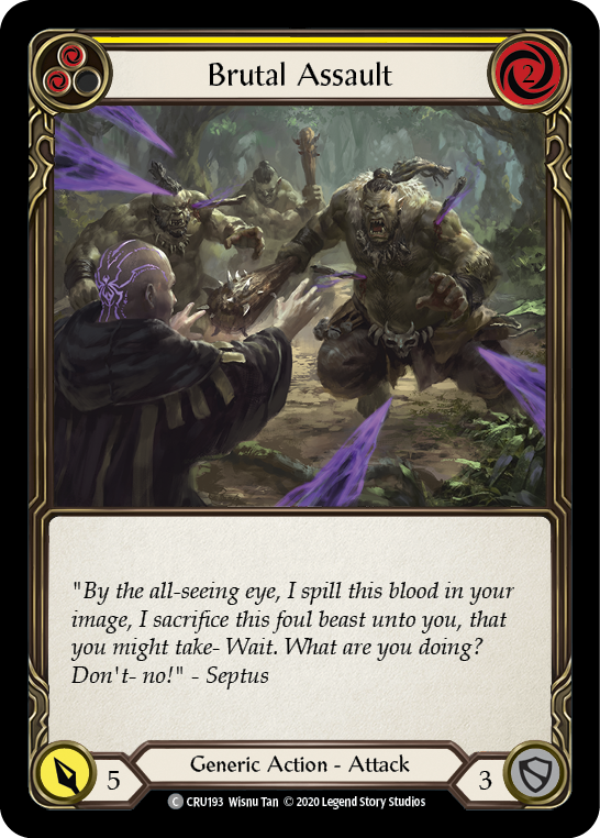 Brutal Assault (Yellow) [CRU193] 1st Edition Rainbow Foil | Pegasus Games WI
