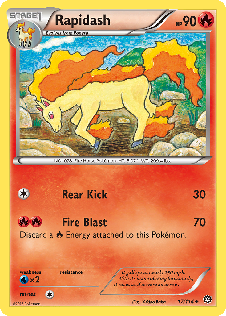 Rapidash (17/114) [XY: Steam Siege] | Pegasus Games WI