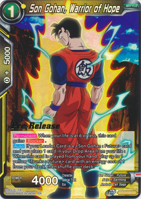 Son Gohan, Warrior of Hope (BT13-099) [Supreme Rivalry Prerelease Promos] | Pegasus Games WI