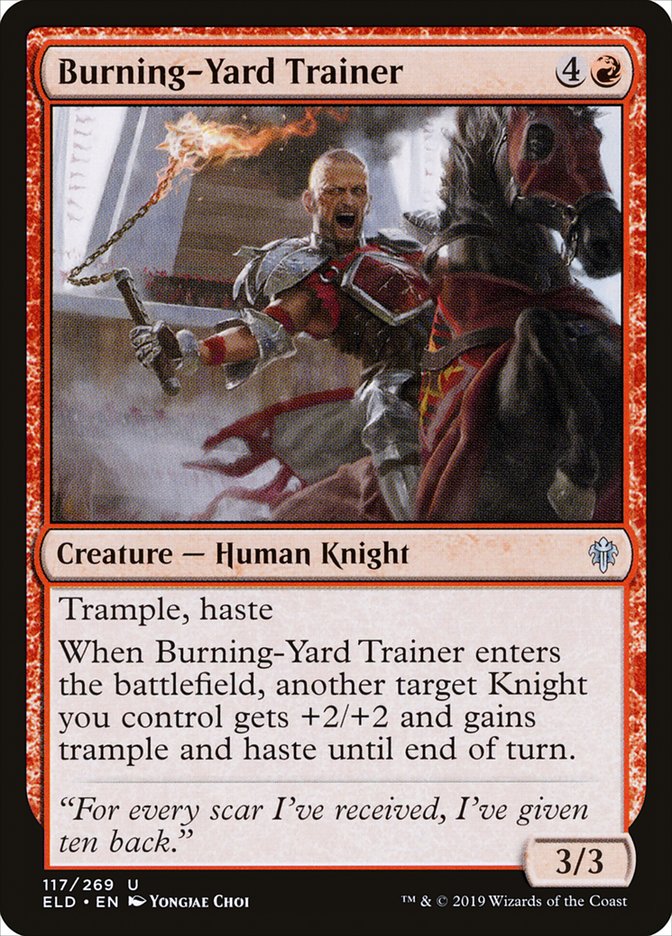 Burning-Yard Trainer [Throne of Eldraine] | Pegasus Games WI
