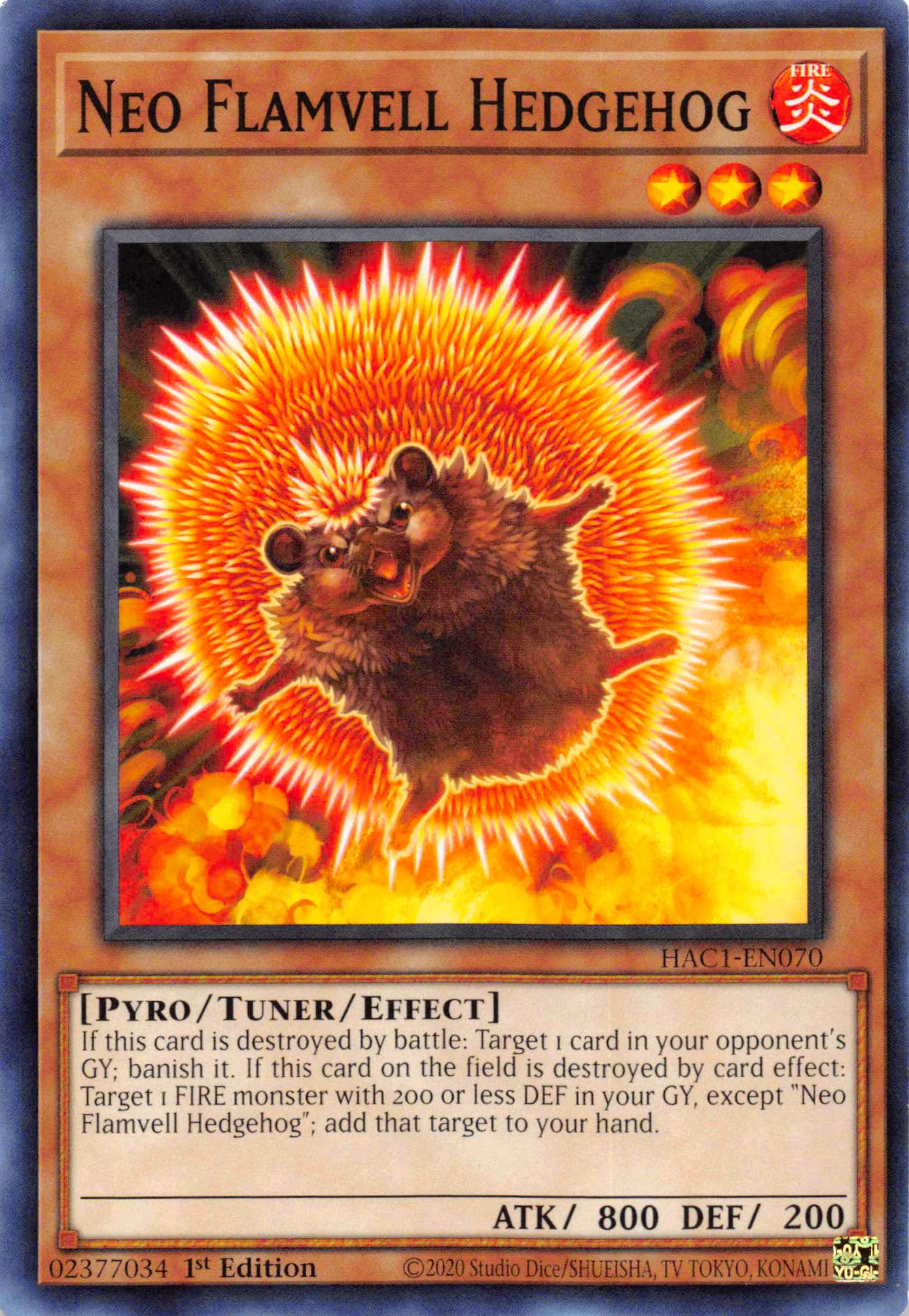 Neo Flamvell Hedgehog [HAC1-EN070] Common | Pegasus Games WI