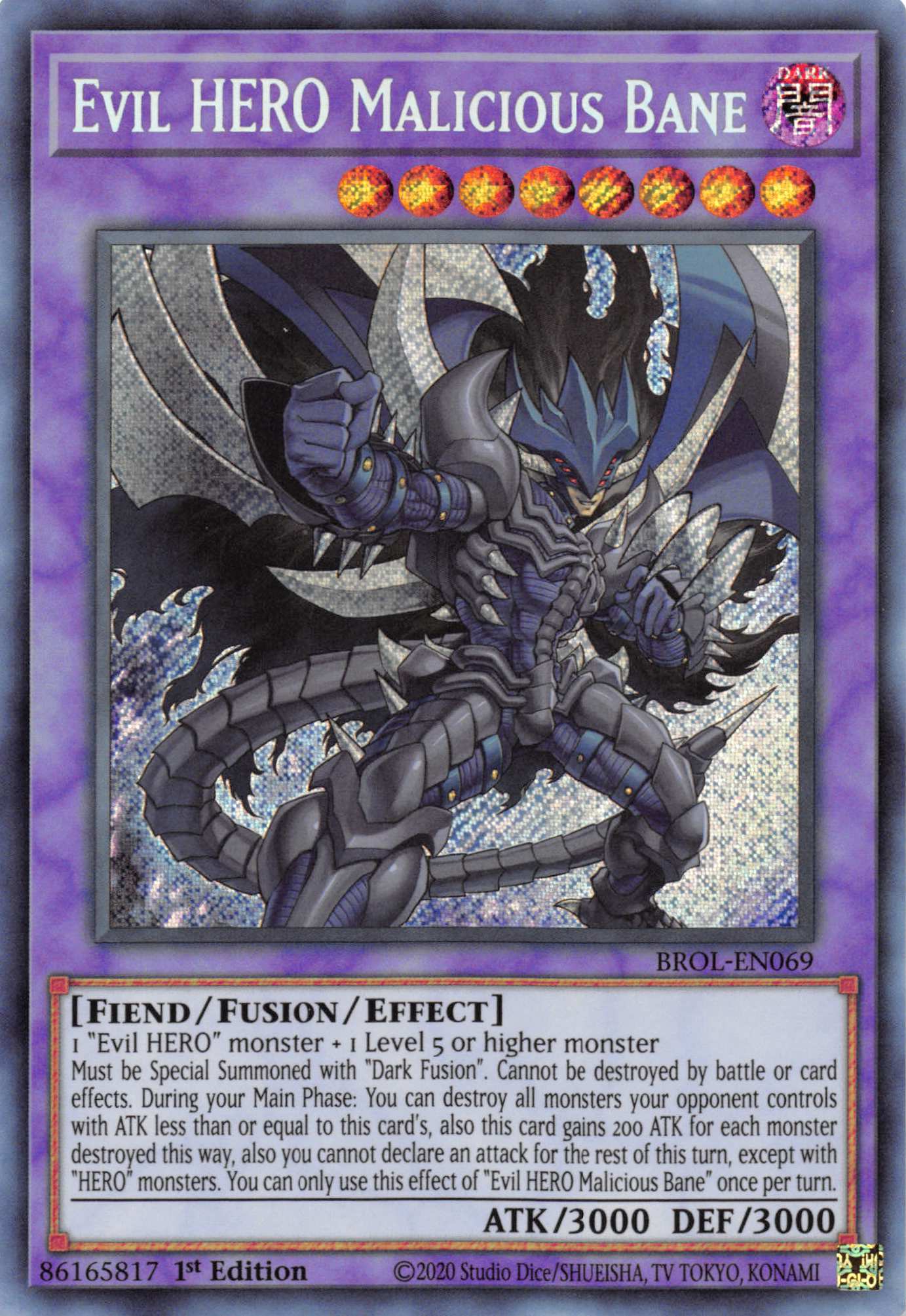 Evil HERO Malicious Bane [BROL-EN069] Secret Rare | Pegasus Games WI