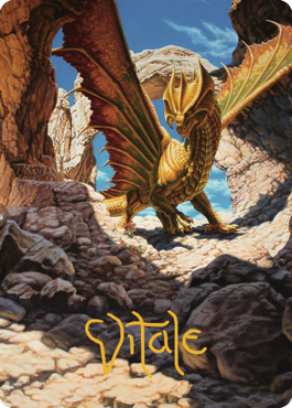 Ancient Brass Dragon Art Card (02) (Gold-Stamped Signature) [Commander Legends: Battle for Baldur's Gate Art Series] | Pegasus Games WI