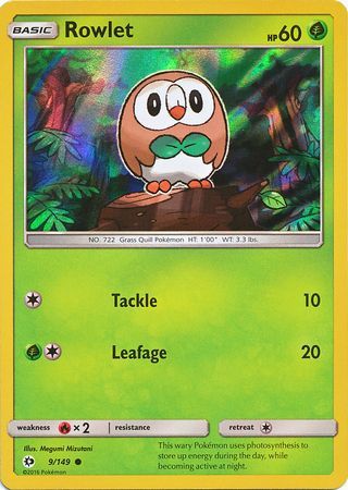 Rowlet (9/149) (Water Web Holo) [Sun & Moon: Base Set] | Pegasus Games WI