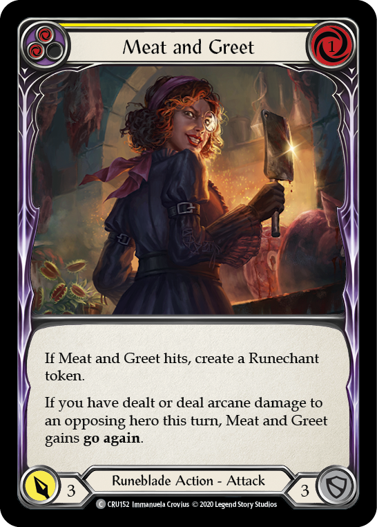 Meat and Greet (Yellow) [CRU152] 1st Edition Rainbow Foil | Pegasus Games WI