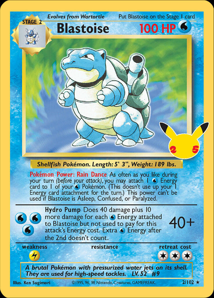 Blastoise (2/102) [Celebrations: 25th Anniversary - Classic Collection] | Pegasus Games WI